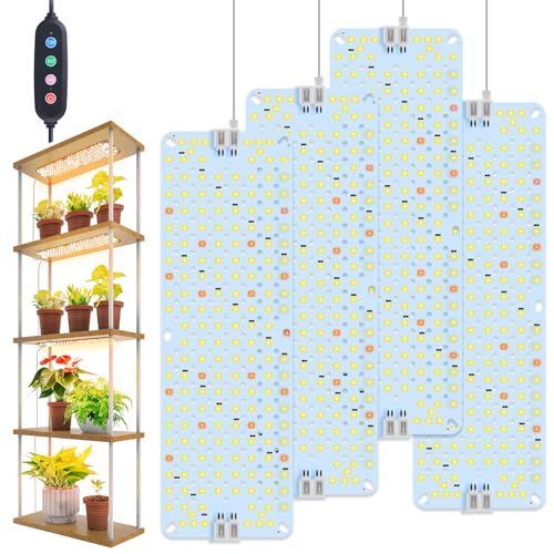 4-Pack Panel Grow Lights for Indoor Plants, FECiDA 2026 LED Plant Grow Light for Under Cabinet Plants, Full Spectrum Growing Lamp with 4,8,12,16,20 Hr Timer, Free Linking - size: Panel Grow Light 12W(4Pack)
