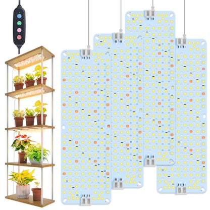 4-Pack Panel Grow Lights for Indoor Plants, FECiDA 2026 LED Plant Grow Light for Under Cabinet Plants, Full Spectrum Growing Lamp with 4,8,12,16,20 Hr Timer, Free Linking - size: Panel Grow Light 12W(4Pack)