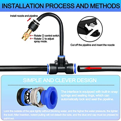 50FT Drip Irrigation Kit, Automatic Garden Watering System with Tool-Free Quick Connectors, 360° Bending Drippers & Copper Misting Nozzles for Greenhouse, Patio, Lawn & Vegetable Garden. (15M) - size: 15M