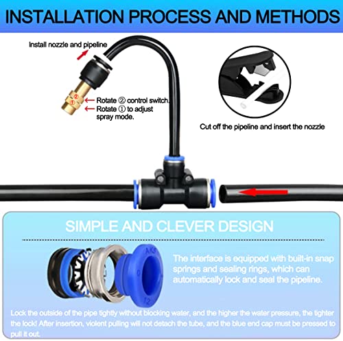 66FT Drip Irrigation Kit, Automatic Garden Watering System with Tool-Free Quick Connectors, 360° Bending Droppers & Copper Misting Nozzles for Greenhouse, Patio, Lawn & Vegetable Garden. (20M) - size: 20M