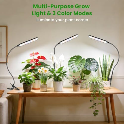 Grow Light with Clip, Full Spectrum, Flexible Gooseneck, 2Pack | 6000K Rectangular Plant Light, Timer 6/12/16Hrs, 3 Spectrums, 5 Dimmable Levels, for Pot & Table, Small Plants - size: 2Pack