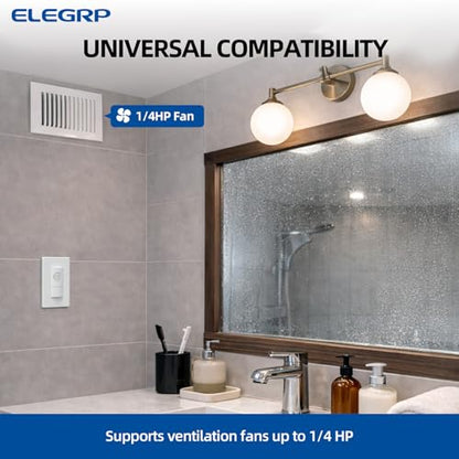 ELEGRP Humidity Sensor Switch for Exhaust Fan, Bathroom Moisture Control, Automate Ventilation, Air Circulation, Ground Wire Required, Single Pole, White, 2 Pack - style: Fan Control Only