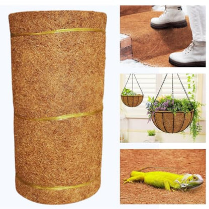 Natural Coconut Coir Liner Sheets - 12x80 Inch Coco Fiber Roll, Coco Mat for Planter, Flower Basket Liner, Garden Decoration, and Animal Pet Pad