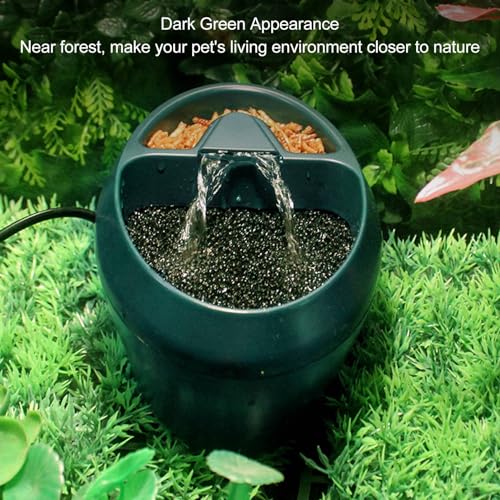 Tnfeeon Reptile Water Fountain Food Bowl Automatic Circulation System Waterfall Spout Lizard Water Dispenser with Food Trough for Bearded Dragon