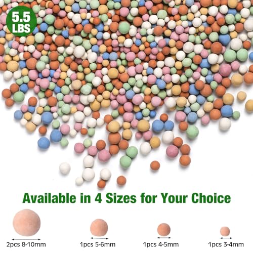Beeveer 5.5 LBS Leca Clay Pebbles for Plants, Expanded Clay Balls Multi Color, Lightweight Hydroponics Growing Media for Succulents Orchids Aquaponics Drainage Potting Mix Decoration(3-10 mm)