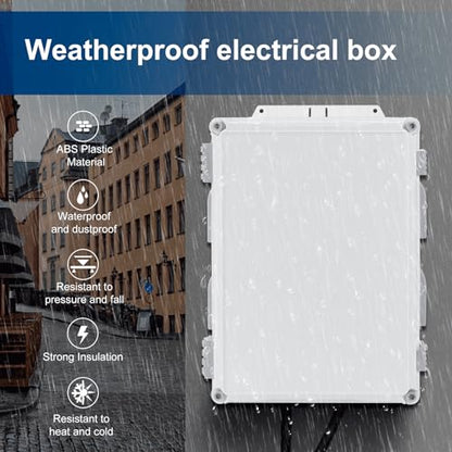 Namunanee Outdoor Electrical Junction Box, ABS Water Resistant Enclosure with Internal Mounting Panel & Hinged Cover (15" H x 11" L x 6" W) - size: 15"H x 11"L x 6"W & Standard