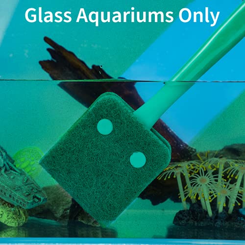 Pawfly Fish Tank Cleaning Tools Aquarium Algae Scraper Sponge Brush Cleaning Scrubber with 10 inch Non-Slip Handle for Glass Fish Tanks