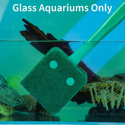 Pawfly Fish Tank Cleaning Tools Aquarium Algae Scraper Sponge Brush Cleaning Scrubber with 10 inch Non-Slip Handle for Glass Fish Tanks