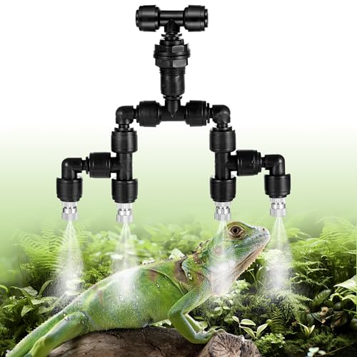 15 Pack Four-Head 1/4 Reptile Mister Nozzles Kit,Reptile Misting | 1/4"Reptile Misting System Fittings,360 Degree Adjustable Misting Spray Nozzles for Aquarium,Vivarium,Plants, Amphibians - size: Four-Head