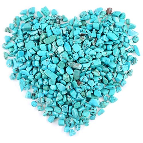 WAYBER Natural Crushed Turquoise Gemstone, Decorative Pebbles, 1 Pound | Toxin-Free, Fade-Resistant, Ideal for Reiki Healing, DIY Crafts, Vase Filler, Aquarium & Bonsai Decoration - color: Turquoise, size: 1 Pound