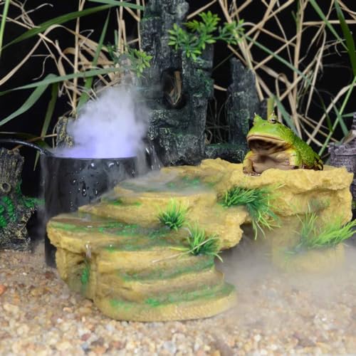 Adjustable Mist Maker with LED and Splash Guard, Fogger Water Fountain Pond Fog Machine Atomizer Air Humidifier, 350ml/H, Water Feature, Halloween and Other Holiday Decorations., Small, Black | Small Adjustable Atomizer Air Humidifier, Halloween and Other