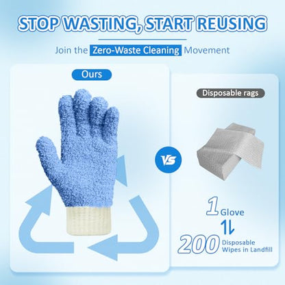 MIG4U 4 Pairs Microfiber Gloves - Dusting Gloves for House Cleaning - Washable Blind Cleaner Duster Tool (Blue/Pink/Gray/Navy,S/M) - color: Blue/Gray/Navy/Pink 4 Pairs, size: Small-Medium