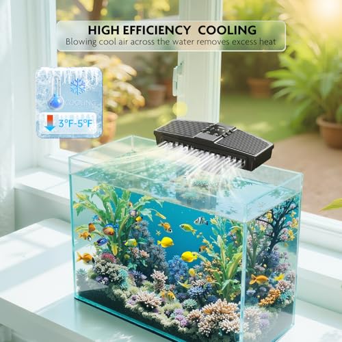 PAIZOO Aquarium Fan for Axolotl with 3 Speed Modes for 10-30 Gallon Tank | Effective Cooling 3-7℉, Powerful Dual Motors, 3600RPM, Ultra-Quiet Aquarium Cooler for Axolotl Betta Fish Accessories - size: PZBC-1