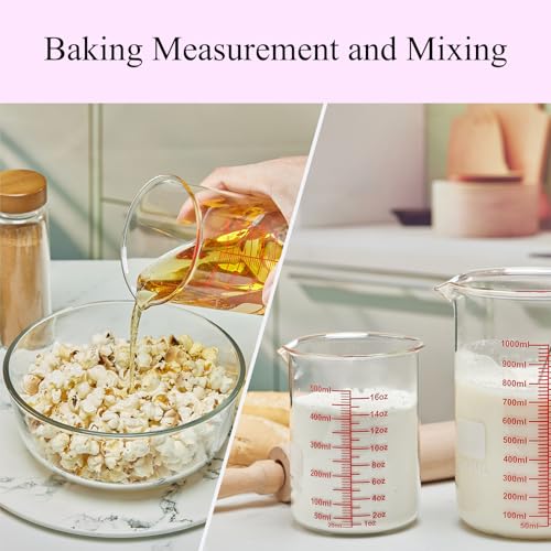 High Borosilicate Glass Measuring Cup-V-Shaped Spout,500ml(16OZ) Glass Measuring Beaker for Kitchen or Restaurant, Easy to Read - size: 500ml (16oz)