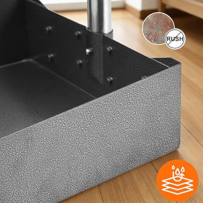 Dog Pooper Scooper, Metal Tray & Spade with 38.2" Long Handle | Medium Dog Poop Scooper: 6.5x6.7x2.5in Tray, 5.1x3.3in Spade, No-bend Pickup, Easy Rinse, Tool-free Setup - size: Medium