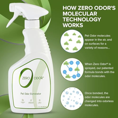 Zero Odor Pet Odor Eliminator, Air and Surface Odor Remover for Carpet, Furniture, and Pet Beds, Trigger Spray, 16 fl oz - size: 16 Fl Oz (Pack of 1)