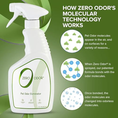 Zero Odor Pet Odor Eliminator, Air and Surface Odor Remover for Carpet, Furniture, and Pet Beds, Trigger Spray, 16 fl oz - size: 16 Fl Oz (Pack of 1)