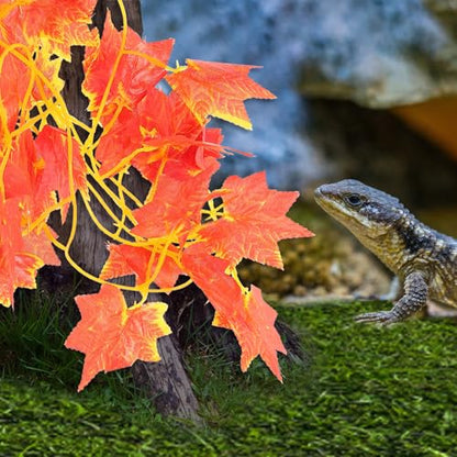 LALAFINA Reptile Vine Plant and Terrarium Fake Vine Leaves for Reptile Tank Decor, Artificial Climbing Plant for Lizard and Gecko Habitat Decoration
