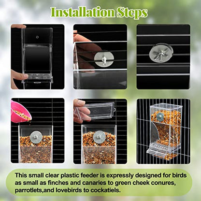 Rypet 2 Pack No-Mess Automatic Bird Feeder, Parakeet Cage Accessories | 16 oz Seed Capacity, Transparent Acrylic Food Level Check, Helps Reduce Seed Scatter, for Cockatiel Parrot Cockatoo Canary - color: Transparent-2 PCAK