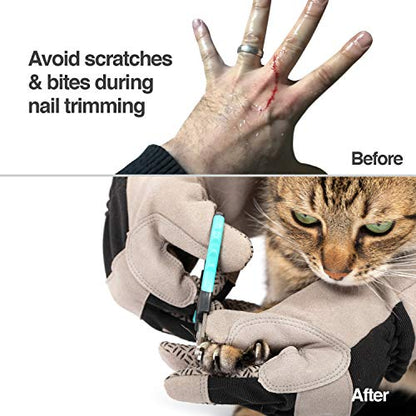 PetFusion Multipurpose Pet Glove for Grooming, Trips to Vet, Handling. [Puncture & Scratch Resistant, Water Resistant]. 12 Month Warranty for Manufacturer Defects Grey - size: Small