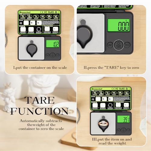Mini Pocket Scale 500g x 0.01g, Digital Gram Scale with Green Backlit LCD, Tare & PCS Counting, Portable Jewelry Scale for Gold, Silver, Coins & Gems