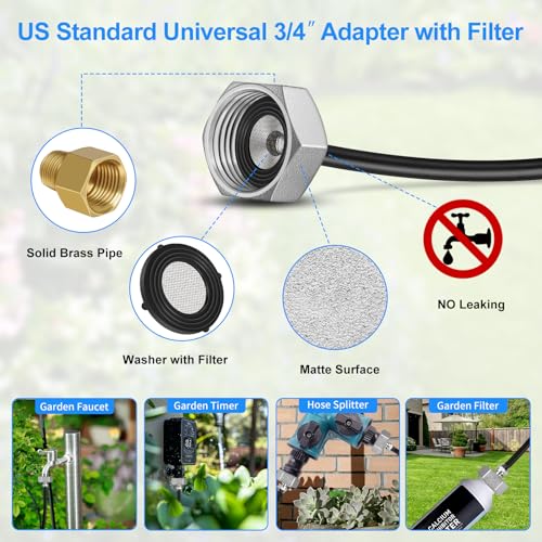 GOXAWEE Misting System, 75FT (23M) Misting Line + 28 Brass Mist Nozzles + Brass Adapter(3/4"), Misters for Outside Patio Cooling Outdoor Garden Greenhouse Trampoline for Waterpark - size: 75 ft