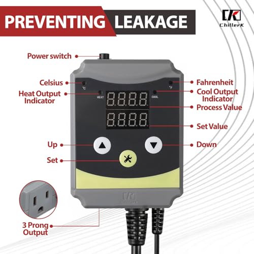 Refrigeration and Constant Temperature Control,Reptile Thermostat Temperature Controller,Digital Heat Mat for Seed Starting,Plant Germination,Incubator,Brooder, Brewing,Cooling Devices,-4-176°F,1000W