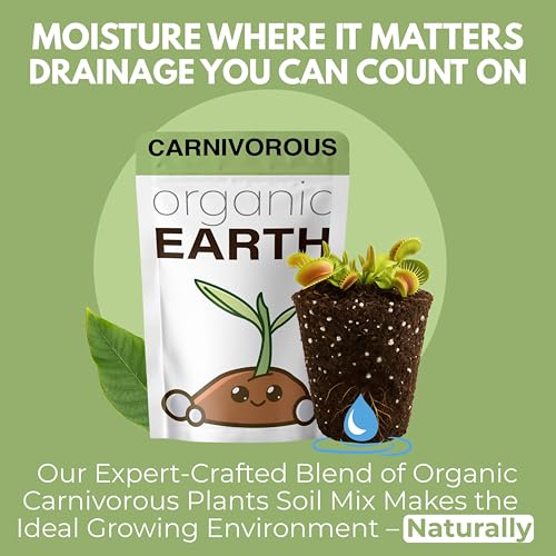 Organic Earth Carnivorous Plant Soil Mix - Large Size - Plant Food Peat Moss & Perlite for Carnivorous Plants - Terrarium Soil, Pitcher Plant Soil, Venus Fly Trap Soil