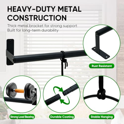 Window Plant Hanger with 4 Pots, 40 Inch Adjustable Hanging Planters for Indoor Plants, Metal Wall/Ceiling Plant Rod for Herbs, Flowers, Kitchen, Apartment & Balcony, Black