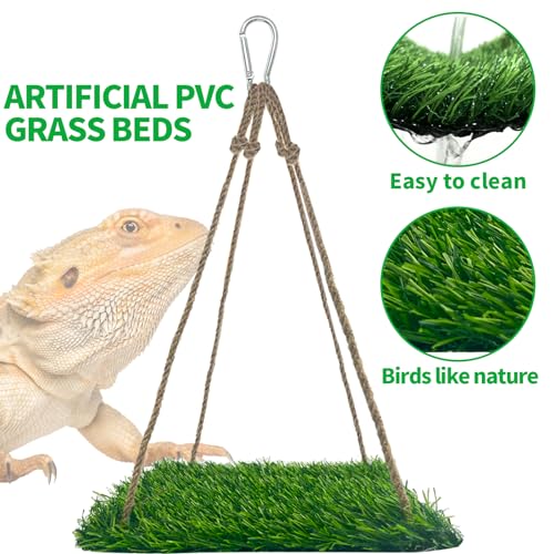 FlidRunest Large Green Bearded Dragon Hammock, Soft Reptile Lounger Terrarium Hanging Hammock for Hermit Crab, Lizard