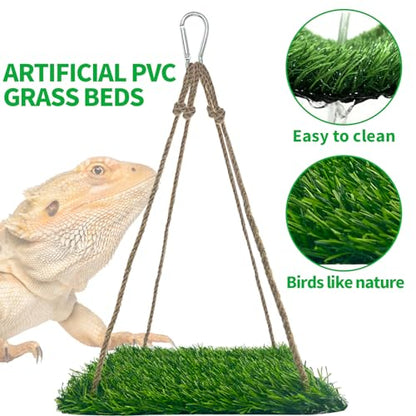 FlidRunest Large Green Bearded Dragon Hammock, Soft Reptile Lounger Terrarium Hanging Hammock for Hermit Crab, Lizard
