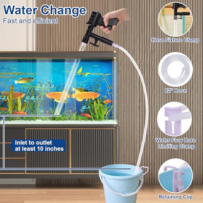 Fish Tank Cleaner Kit, Gravel Vacuum for Aquarium, Aquarium Vacuum Cleaner | Fish Tank Aquarium Vacuum Gravel Cleaner, Aquarium Siphon with Magnetic Fish Tank Glass Cleaner, Aquarium Cleaning Tools