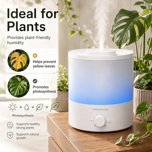MegaWise Ultrasonic Cool Mist Humidifier SK7620 - 1.5L Capacity, Whisper-Quiet Operation, Adjustable Mist Output, Auto Shut-Off - Ideal for Home, Office, Baby Room, and Bedroom - size: 1.5 L