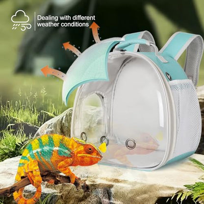 Guinea Pig Backpack Carrier, Bearded Dragon Carrier Backpack with Clear Bubble Window,Small Animal Travel Backpack for Hedgehog Rat，Chameleon,Rabbit,Sugar Glider,Airline Approved (Green, Backpack) - color: Green