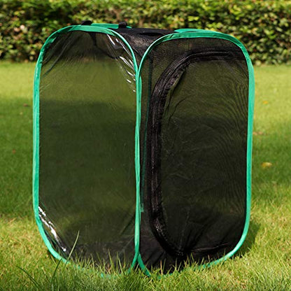 RESTCLOUD Insect and Butterfly Habitat Cage Pop-up 23.6 Inches Tall | Butterfly Terrarium, Enclosure, Tight Mesh - color: Black With Green, size: 15.7 x 15.7 x 23.6 inches
