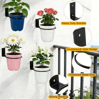 6 Pack 6 Inch Plant Pot Holder Ring, Metal Plant Holder Brackets Rings with 12 Screws & 12 Bolts, Potted Planter Brackets for Wall Indoor Outdoor Garden, Patio - size: 6 Inch