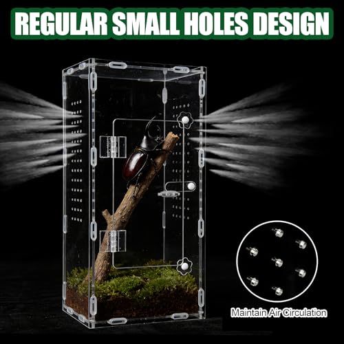 Acrylic Jumping Spider Enclosure, Reptile Terrarium Enclosure with Front Opening Door, 5.91×5.91×11.88 Inch Reptiles Habitat Tank Breeding Box for Tarantula Insect Snake Lizard - color: 5.91×5.91×11.8