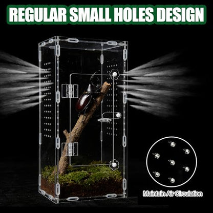 Acrylic Jumping Spider Enclosure, Reptile Terrarium Enclosure with Front Opening Door, 5.91×5.91×11.88 Inch Reptiles Habitat Tank Breeding Box for Tarantula Insect Snake Lizard - color: 5.91×5.91×11.8
