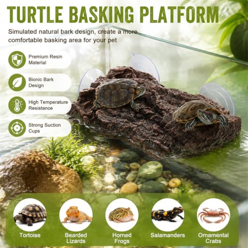 Turtle Basking Platform, Fish Tank Aquarium Tortoise Climbing Platform with 3 Suction Cups, Baby Tortoise Resting Terrace, Climbing Ramp Shale Reptiles Dock for Terrapins, Frogs