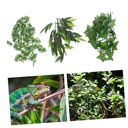 3pcs Vine Plant Decoration for Reptiles Lizard Snake Plants Leaves Tank Decor Lifelike Leaves