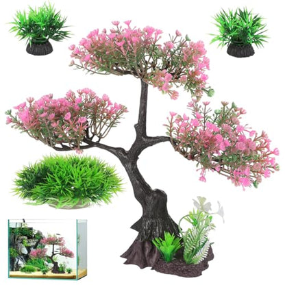 Kisangel Artificial Aquarium Plants Set Realistic Fish Tank Decorations for Turtle Tank Plastic Aquatic Decor Soft Swaying Aquarium Plants Realistic Fish Accessories 9.84 X 9.44 X 4.33 in