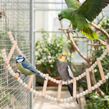 Bird Ladder Bridge, 4.52 X 24.4 Inch Natural Wooden Hamster Ladder Bridge Birds Hamster Climbing & Swing Toy, Bird Cage Ladders Cage Accessories for Birds Rats Parrots Squirrel Cockatiels