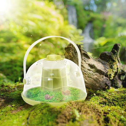 Snail Terrariums Breeding Box, Portable Plastic Habitat with Air Vents & Removable Base, Round Snail Habitat Starter Terrarium Kit, Transparent Feeding Box for Beetles, Spiders and Small Reptile