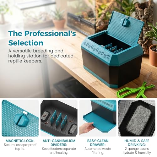 Cricket Keeper for Reptiles,Dubia Roach Container | Multi Purpose Insect Habitat with Tongs for Dubia Roaches,Crickets and Other Reptile,Cricket Cage with Ventilation