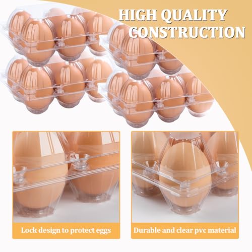 200PCS Plastic Egg Cartons 6 Count, Half Dozen Egg Cartons Cheap Bulk,Clear | Reusable Egg Carton Holder for Family, Pasture, Farm Markets Display - Medium Egg Containers 2x3 Grids - style: 2x3Grids-200count