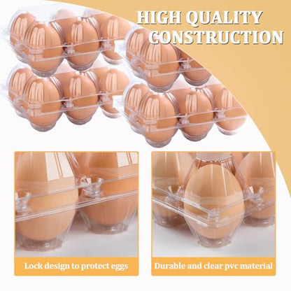 200PCS Plastic Egg Cartons 6 Count, Half Dozen Egg Cartons Cheap Bulk,Clear | Reusable Egg Carton Holder for Family, Pasture, Farm Markets Display - Medium Egg Containers 2x3 Grids - style: 2x3Grids-200count