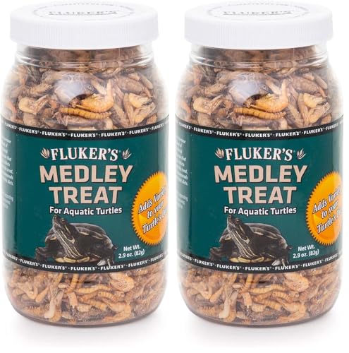 Fluker's Aquatic Turtle Food,Vitamin,Enriched Medley Treats of Freeze,Dried River Shrimp,Mealworms,and Crickets,2.9 oz,(Pack of 2) - size: 2.9 Ounce (Pack of 2)