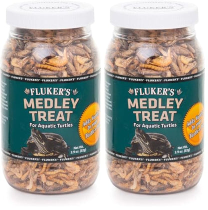 Fluker's Aquatic Turtle Food,Vitamin,Enriched Medley Treats of Freeze,Dried River Shrimp,Mealworms,and Crickets,2.9 oz,(Pack of 2) - size: 2.9 Ounce (Pack of 2)