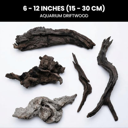 Natural Sinking Driftwood 2.2 lbs, 5-9 PCS, 6"-12" Premium Wood for Fish Tank Aquascaping, Aquariums, and Paludariums - Decorative Wood for Terrariums, Vivariums, Reptile Enclosures, and Gardens