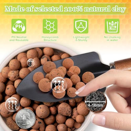 4LB Organic Leca Clay Pebbles for Plants, 4-16mm Natural Leca Balls | Reusable, Drainage, Aeration, Moisture Retention, Hydroponic, Lightweight for Orchids, Succulents, Terrarium, Indoor Plants - size: 4LB